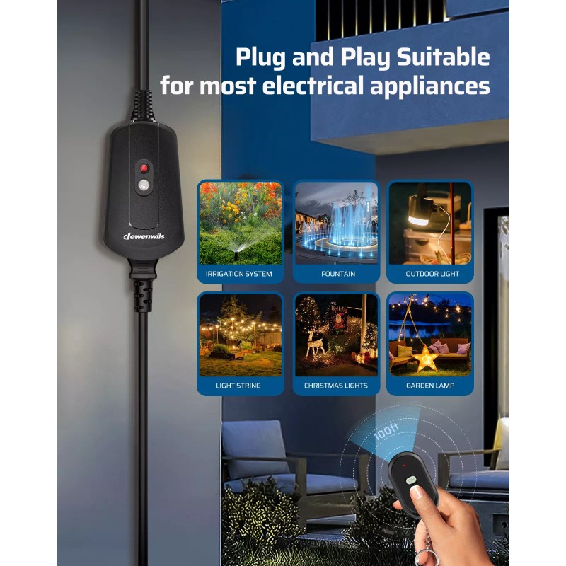 DEWENWILS Outdoor Remote Control Outlet Wireless Remote ChristmasDecor