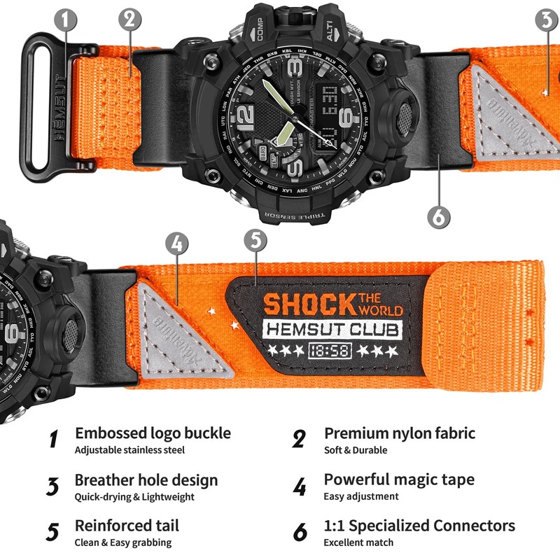 Watch Band Strap for Casio G-shock GWG-1000 GWG1000,Super Rugged Nylon