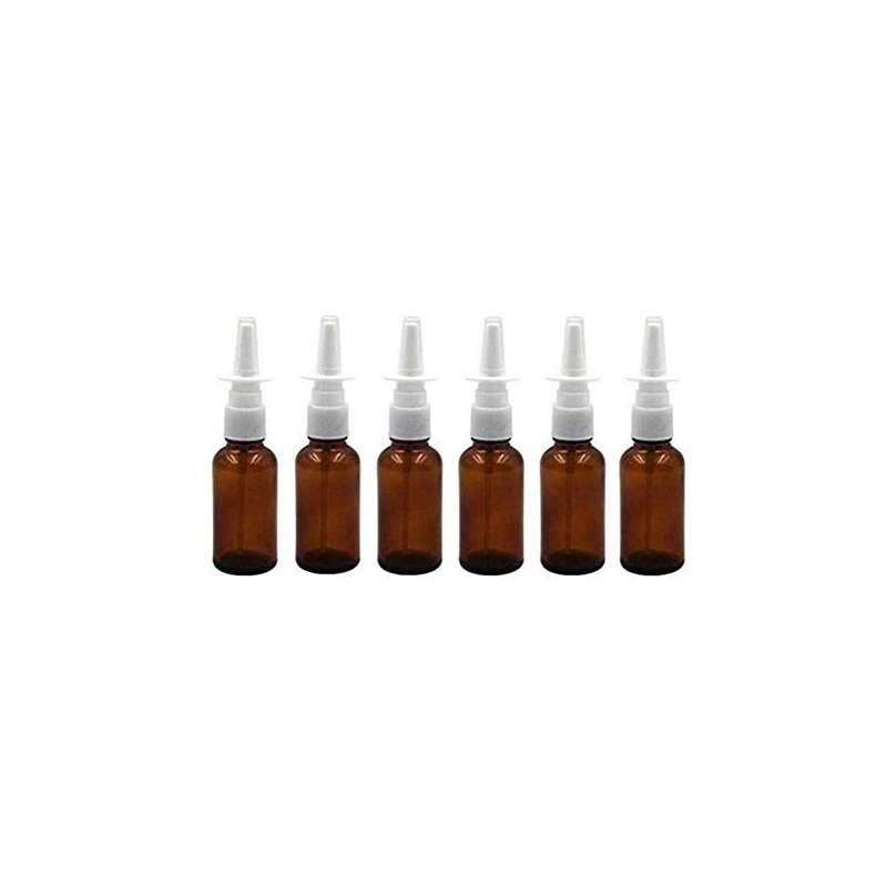 30ml 6PCS /1 Ounce Amber Glass Empty Nasal Sprayers Bottle