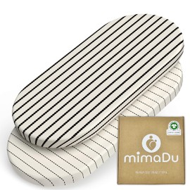 mimaDu - Set of 2 Fitted Sheets GOTS Made of Organic Cotton 80 x 40 cm Also for 78 x 36, 80 x 35 - Fitted Sheets for Prams, Bassinets, Moses Basket, Cradles - Baby Bed Sheet for Pram Mattress (Boho)