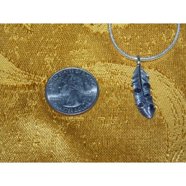 Unbranded Sterling Silver Feather with 5 iolite stones & 2mm sterling necklace.