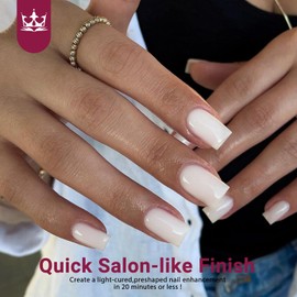 KQueenest Gel x Nail Tips Square Acrylic Press on Nails Medium Short Natural Semi-transparent Gel Tip Nails Fake Nails Press ons Pre Colored Soft Gel Nail Tips False Nails 300 Pcs, White