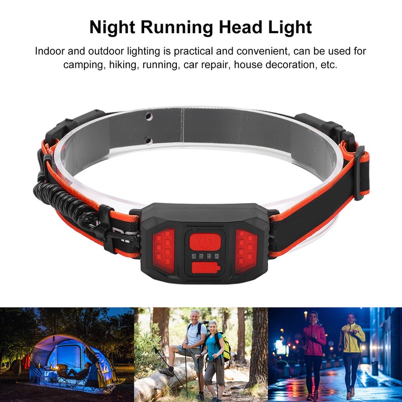 USB Rechargeable LED Headlamp Waterproof Outdoor Red Light Warning Head