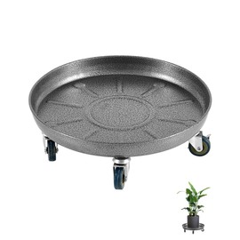 Heavy Duty Plant Caddy with Wheels 16 Inch, 360° Caster, Outdoor Rolling Plant Dolly That is Not Easily Rusted, Indoor Metal Plant Cart with Rollers, Plant Pot Trolley, Silver 2 Pack