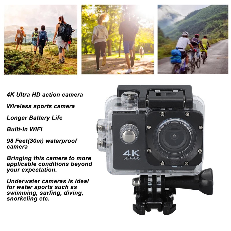 4K 30FPS Action Camera Ultra HD Underwater Camera 98FT Waterproof