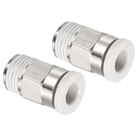 PATIKIL G1/8 Push to Fit 5mm OD Hose Connect Fittings, Straight Coupling Adapter for Gas Pneumatic Air Flow Transition, White & Silver Tone