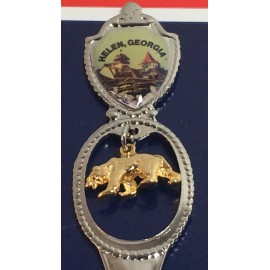 Collector Souvenir Spoon Helen Georgia Alpine Shop Image and Bear Dangle Charm
