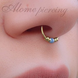 Small Fake Septum, Light Blue Opal Small Faux Septum Ring, Fake Septum Jewellery, Fake Septum Piercing, 24 g Fake Septum Ring, Opal Fake Septum, Fake Piercing, Clip Septum