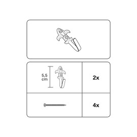 GARDINIA Pack of 2 White Metal Lily Decorative Hooks for Curtains and Draperies - 5.5cm Length