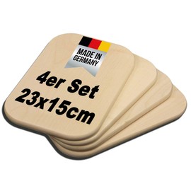 DEKOFANT Wooden Board Set of 4 23 x 15 x 1 cm Rounded Maple Blank Natural