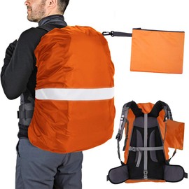 Rain Cover for Backpack, School Bag, Waterproof Backpack Rain Cover with Reflective Strips, Non-Slip Cross Buckle, Perfect for Camping, Hiking and Outdoor Activities, orange