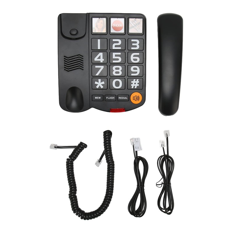EBTOOLS Teléfono con Cable de Botón Grande con Timbre Extra