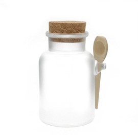 2 Pcs 200ml Empty Plastic Bath Salt Comestic Face Cream Powder Bottle Container Jar Pot with Cork Cap and Spoon