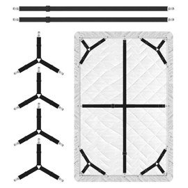 Eiruseed Bed Sheet Holder Straps, 4+2 Pcs Adjustable Mattress Sheet Clips, Bed Sheet Fasteners Elastic Sheet Suspenders to Keep Bed Sheet in Place for Different Beds (Black)