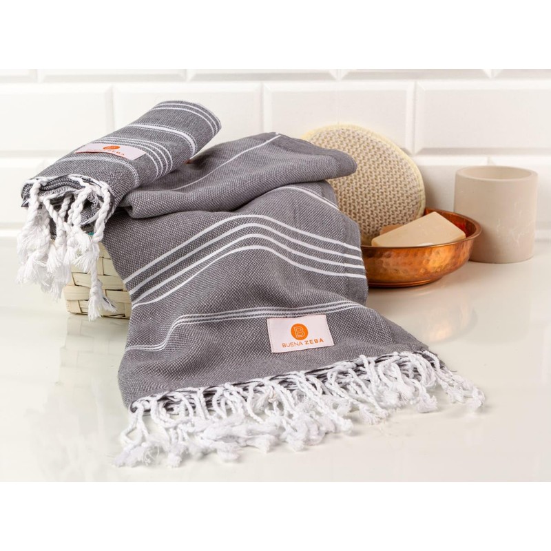 Buena Zeba Beach and Sauna Towel (Anthracite) with Bag
