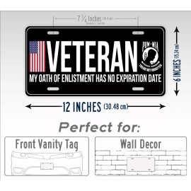 SignsAndTagsOnline.com VETERAN LICENSE PLATE Military AM Vet POW MIA American Flag Auto Tag 6x12