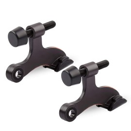 HOMOTEK 2 Pack Hinge Pin Oil Rubbed Bronze Door Stopper,Adjustable Deluxe Heavy Duty Door Stopper 2-1/2"x1-3/4”,with Black Rubber Bumper Tips