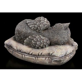 Figuren Shop GmbH Animal Urn - Cat Angel with Engraving Plate in Stone Look | Memorial Urn Hand Painted