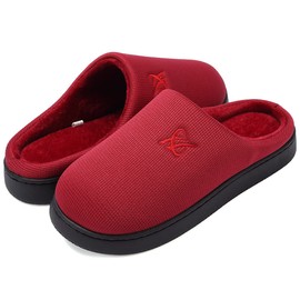 landeer Memory Foam Cotton Slippers Couple Style Men's and Women's House Casual Shoes (Wine red,Women13-14/Men11-12)