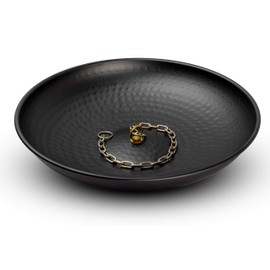 Monarch Rain Chains 15 inch Basin Hand Hammered Rain Chain Anchoring Basin Downspout Gutters for Outdoor Garden, Lawn and Patio Water Feature, 15 inch Diameter, Matte Black