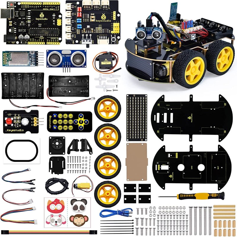 KEYETSUDIO 4WD Smart Coding Robot Car Kit for Arduino, Arduino