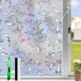 Window Privacy Film,Stained Glass Decorative Window Film,Opaque Vinyl Static Window Cling Film for Glass,Peel and Stick Privacy Window Film Decals Stickers Coverings