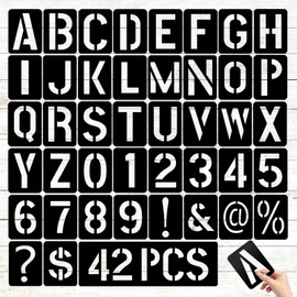 3 Inch Letter Stencils for Painting, 42 Pcs Symbol Alphabet Craft Stencils, Reusable Numbers Templates Kit on Wood, Wall, Fabric, Rock, Sign, DIY Art Projects