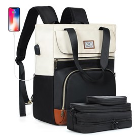 Lekeinchi Travel Backpack for Women, Laptop Backpack with 3 Packing Cubes, College Backpack with Laptop Compartment, Convertible Work Backpack for Women, Black