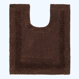 Homescapes Premium Toilet Mat, Brown, Cotton Bath Mat 50 x 55 cm with Reversible Design, Toilet Rug with Cut-Out