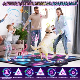 VATOS Double Dance Mat for Girls, 8 Buttons Large Electronic Dance Mat, Musical Dance Mat with 2 Competitive Modes, 12 Games, Ideal Birthday Gifts for Girls 3-12 Years