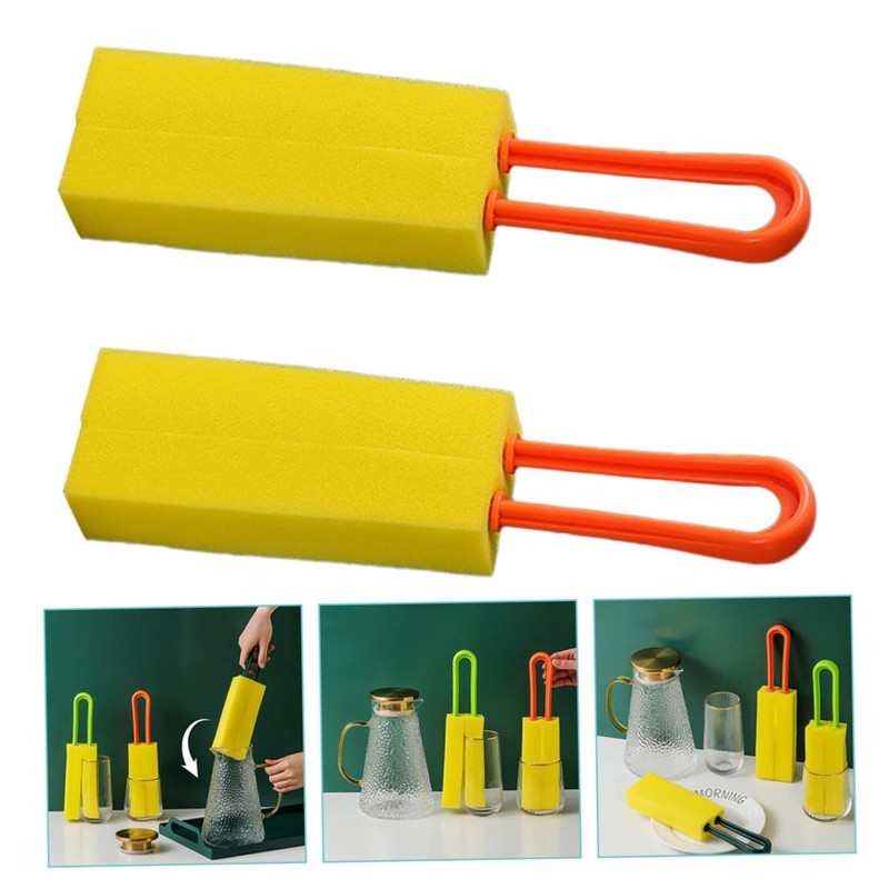 LALAFINA 4pcs Dual-Sided Cup Sponge Brush for Cleaning Bottles Kettles