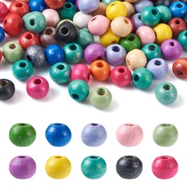 Cheriswelry 100pcs 5~6mm Round Natural Wood Beads Dyed Tiny Wooden Loose Spacer Ball Beads Mixed Color Home Decorative Beads for DIY Macrame Rosary Garland Bracelet Jewelry Craft Making