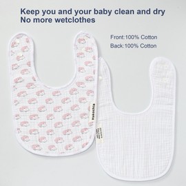 Hakochia Muslin Baby Bibs, Soft & Absorbent, Cotton Feeding Bibs for Newborns & Toddlers, Unisex Baby Bib Set, Comfortable & Gentle on Skin, Ideal for Drooling & Teething, 10 Pack