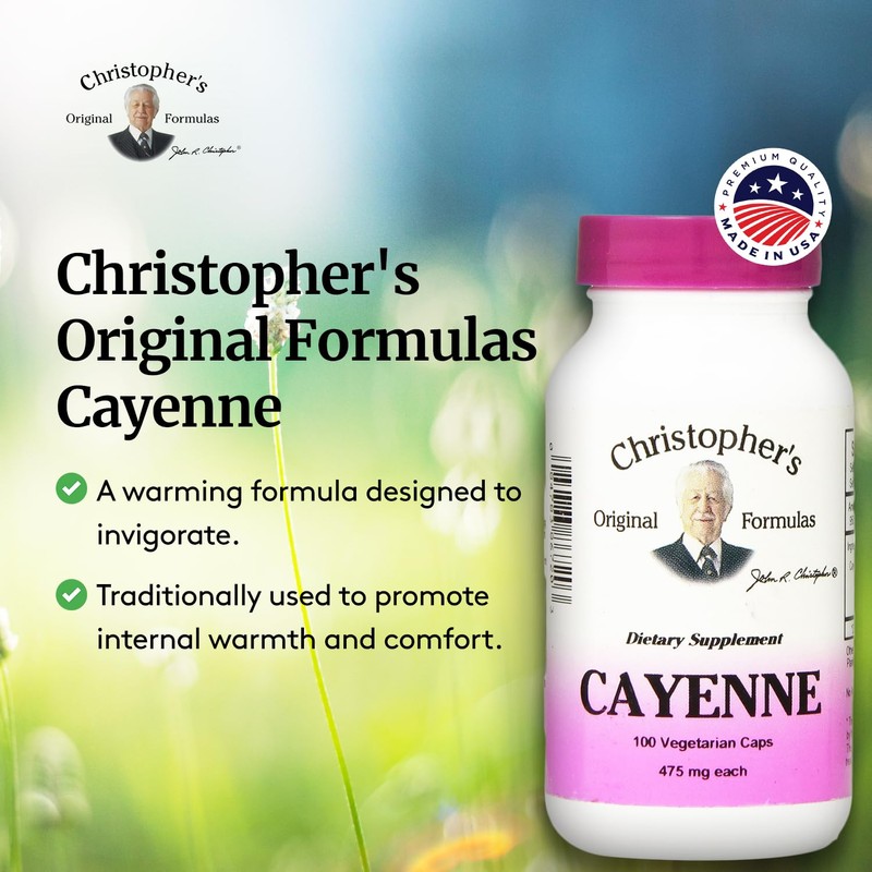 Christopher's Original Formulas Cayenne Formula, Natural Herbal Supplement, 100 Caps