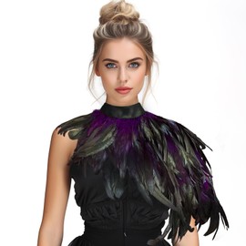 HOMELEX Feather Cape Shawl Costume Black Witch Wings Collar Adult Crow Neck