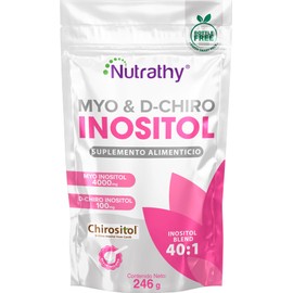 Nutrathy Myo & D-Chiro Inositol en Polvo 246g. Chirositol™. Mezcla Óptima 40:1, 4000mg Myo Inositol y 100mg D-Chiro Inositol, Ingredientes 100% Naturales, Gluten Free, Sugar Free, Vegan, Bottle Free.