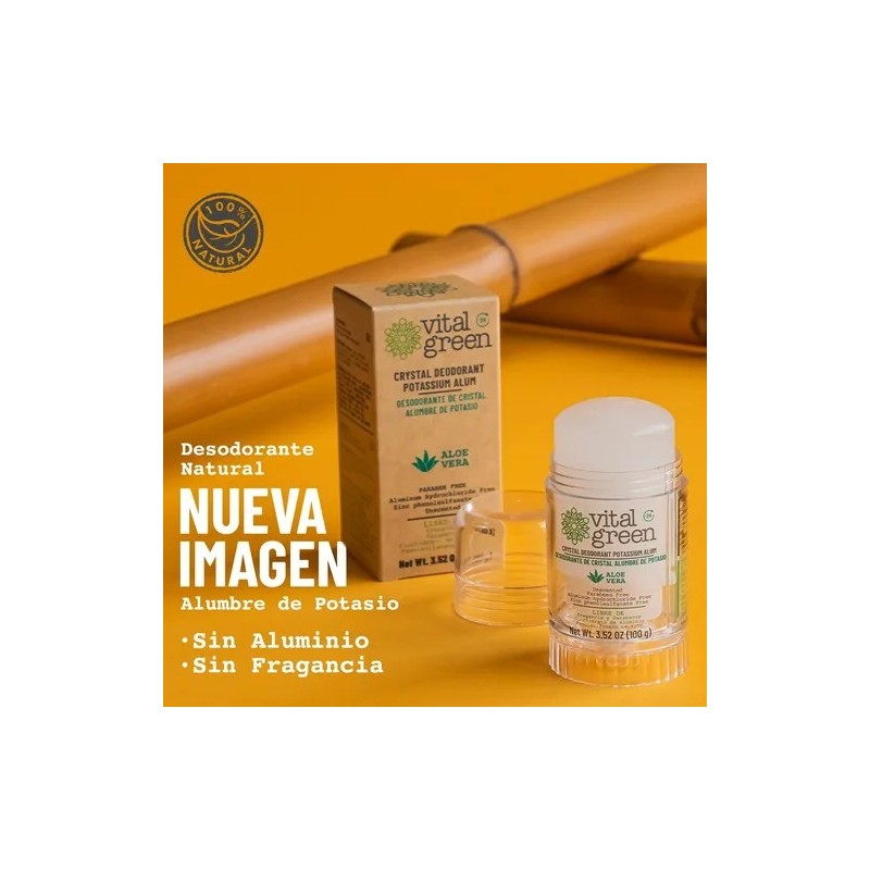 Vital Green Desodorante Cristal Con Aloe 100gr (paq 3 Unds)