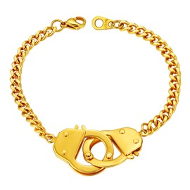 Prosteel Teens Bracelet Gold Mens Hypoallergenic Stainless Steel Handcuff Chain Bracelets for Women