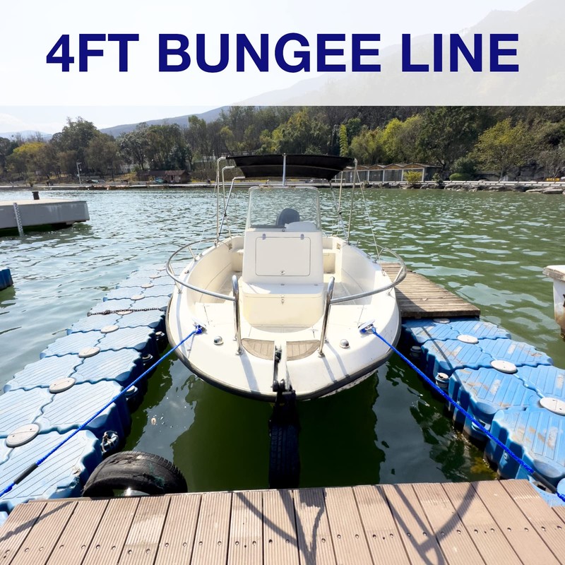 4FT Bungee Boat Dock Line Mooring Rope with Foam Float