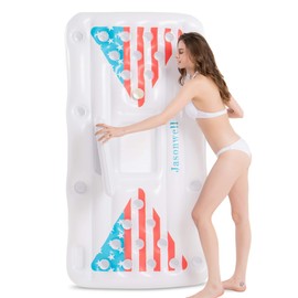 Jasonwell Beer Pong Pool Float - Inflatable Pool Beer Pong Table Party Pool Games Accessories for Adults 6 Feet Inflatable Pool Lounge Raft Toys with Cooler and 8 Pong Balls