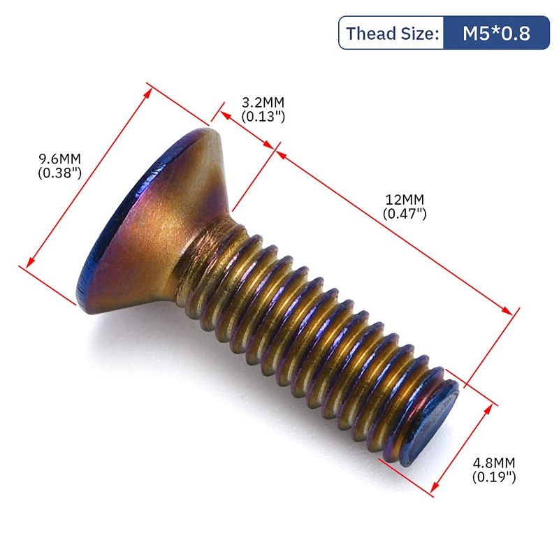 PQY 6pcs Steering Wheel Screw Bolts Taper M5×0.8 Length 15mm