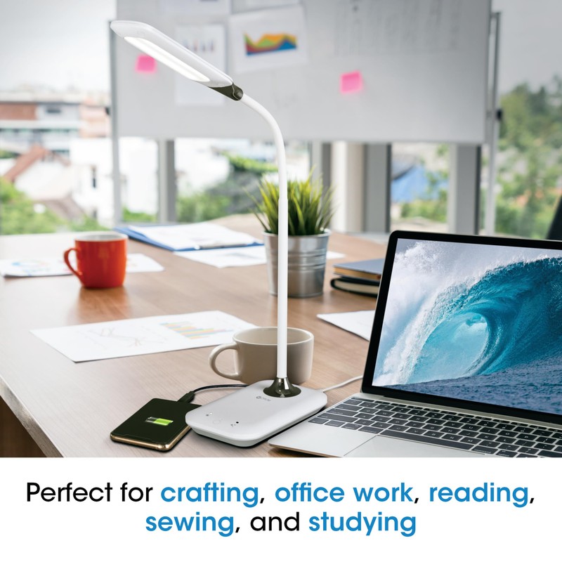 Ottlite Enhance LED Sanitizing Desk Lamp with USB Charging –