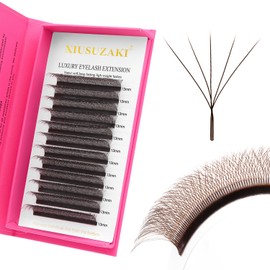 XIUSUZAKI W Lash Extensions Brown 5D Eyelash Extensions W Shape 0.07mm Thickness C Curl Mix 8-15mm Premade Fans Volume Lashes Matte Black Crisscross(W-Brown-5D-0.07-C,8-15mm)