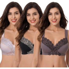 Curve Muse Plus-Size Wire-Free / Wireless Unlined Comfort Bras 46C 3-Pack
