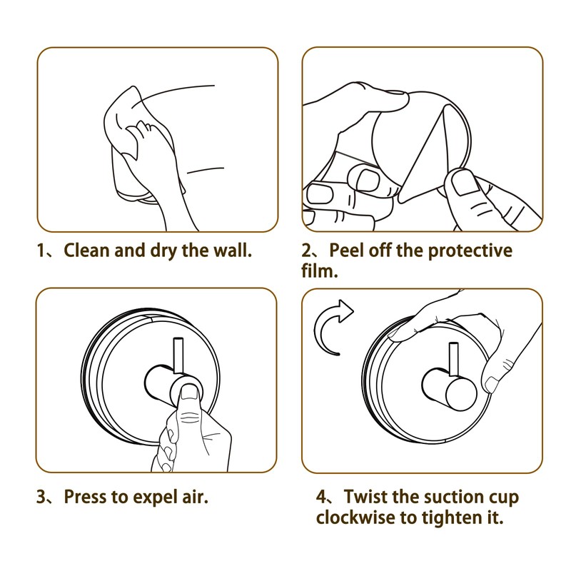 Gabeerso Suction Hooks Towel Hooks for Bathroom No-Drill Stainless Steel