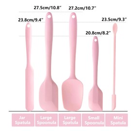 DUFEIMOY 5 Piece Pink Silicone Spatula Set, Heat Resistant Rubber Spatulas Set, Silicone Kitchen Utensils Set Dishwasher Safe for Nonstick Cookware Baking Cooking