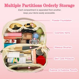 GINOYA Large Capacity Toiletries Bag, Ladies Makeup Organiser Bag with Skin for Skincare Preppy Makeup Pencil Case Cosmetic Travel Pouch