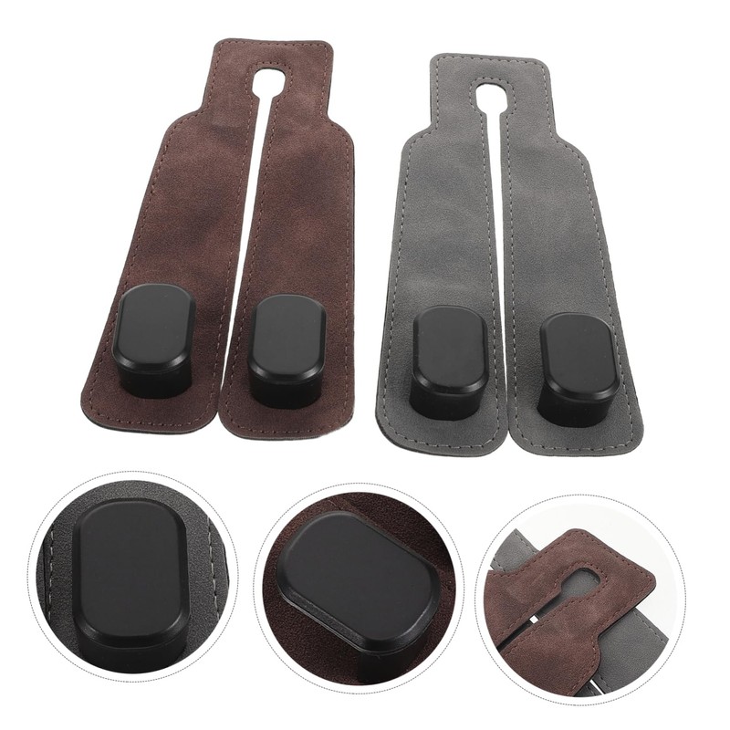 BUGUUYO 2pcs Double Headrest Hooks Suede Car Backseat Storage Organizer