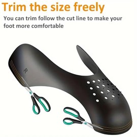 Boolavard 4 Pcs Anti-Crease Shoe Protectors - Plastic Sneaker Crease Guards, Adjustable Toe Box Stretcher for Shoe Care and Maintenance (Black, Large Size UK 7-12.5)
