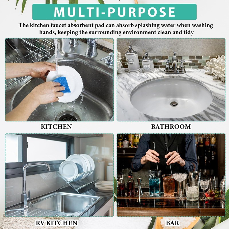 Tioncy 2 Pcs Faucet Mat Sink Splash Guard Oval-hole Oval